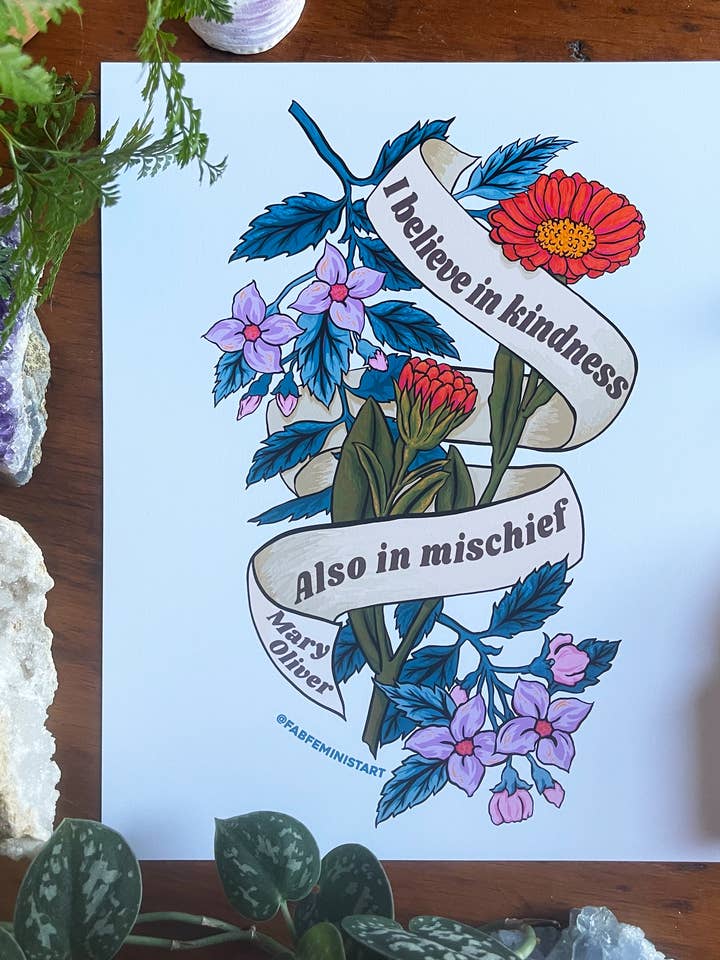 Creo en la bondad y también en la travesura: Mary Oliver Imprimir para venta al por mayor de Fabulously Feminist
