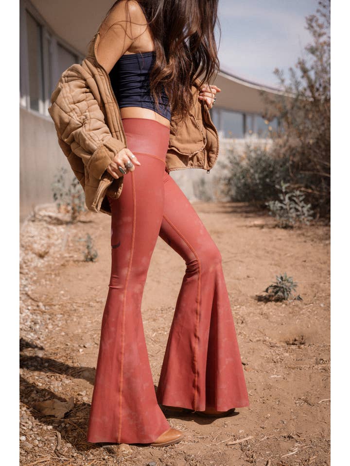 Teeki Boutique + WithLove USA Made ~ Wholesale - Wholesale Pants - Women's - Buffalo Princess Rust Long Bell Bottom