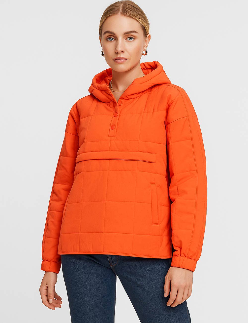 Sweetkama – wholesale Puffer jacket – Women’s – Ladies Button Pullover Hooded Padded Puff Jacket SKT475510