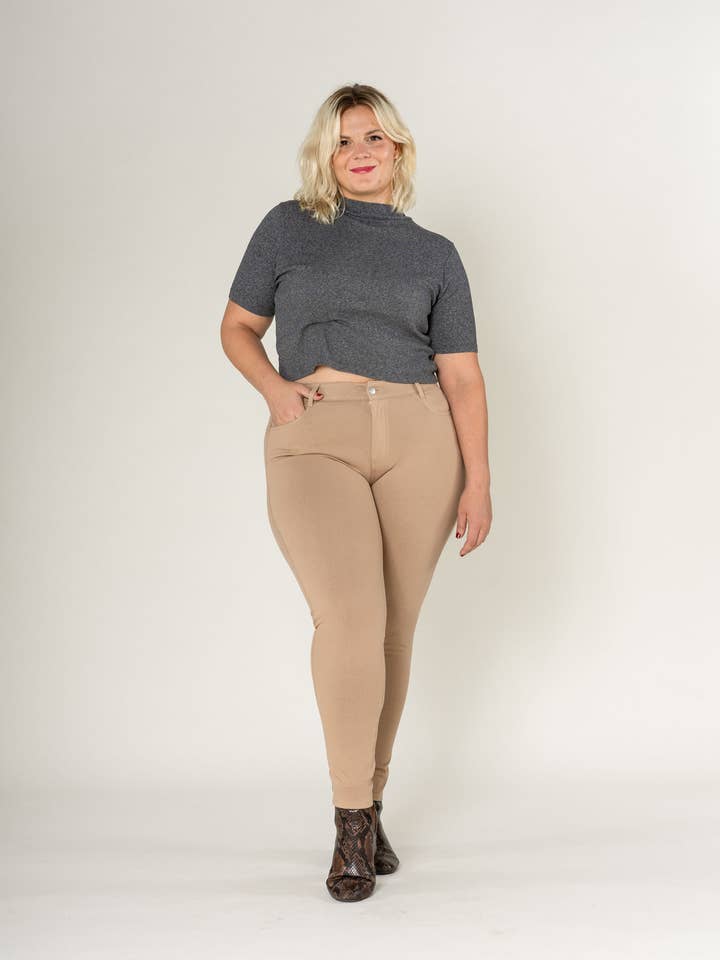 Curve plus size stretch Legging/Jegging with Zip A005 for wholesale by Nina Carter