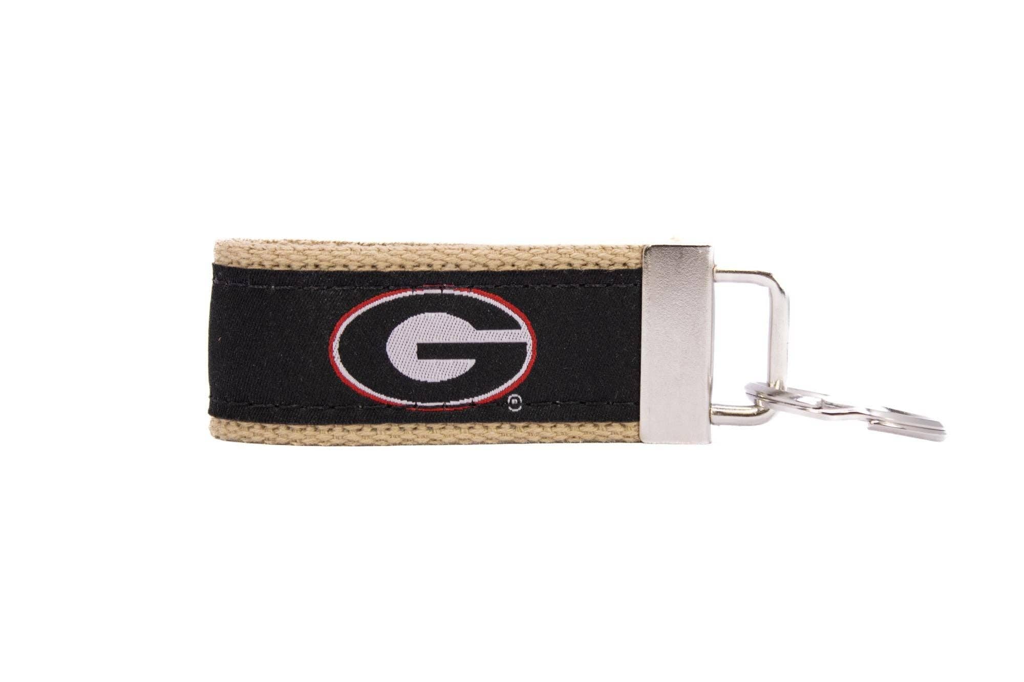Zep-Pro - Wholesale Keychain - Unisex - Georgia Bulldogs Collegiate Woven Ribbon Key Chain. University of Gerogia Key Fob. UGA Dawgs Gift. Brass Clasp and O-Ring.1