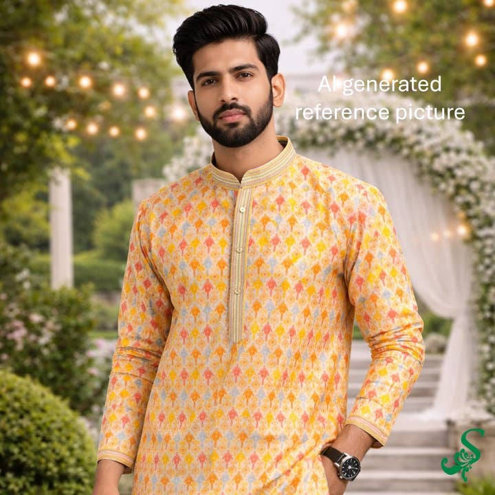 Ensemble Kurta en soie imprimée numérique avec doublure pour la vente par SwaroopCollections