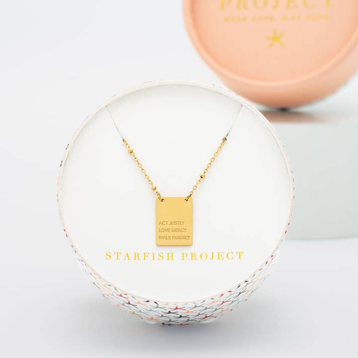 Starfish Project, Inc - Wholesale Pendant/Charm Necklace - Act Justly Necklace in Gold2