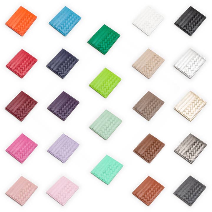 Sensibling Corp. - Vendita all'ingrosso Portacarte - Donna - Portafoglio con porta carte Basket Weave in ecopelle5