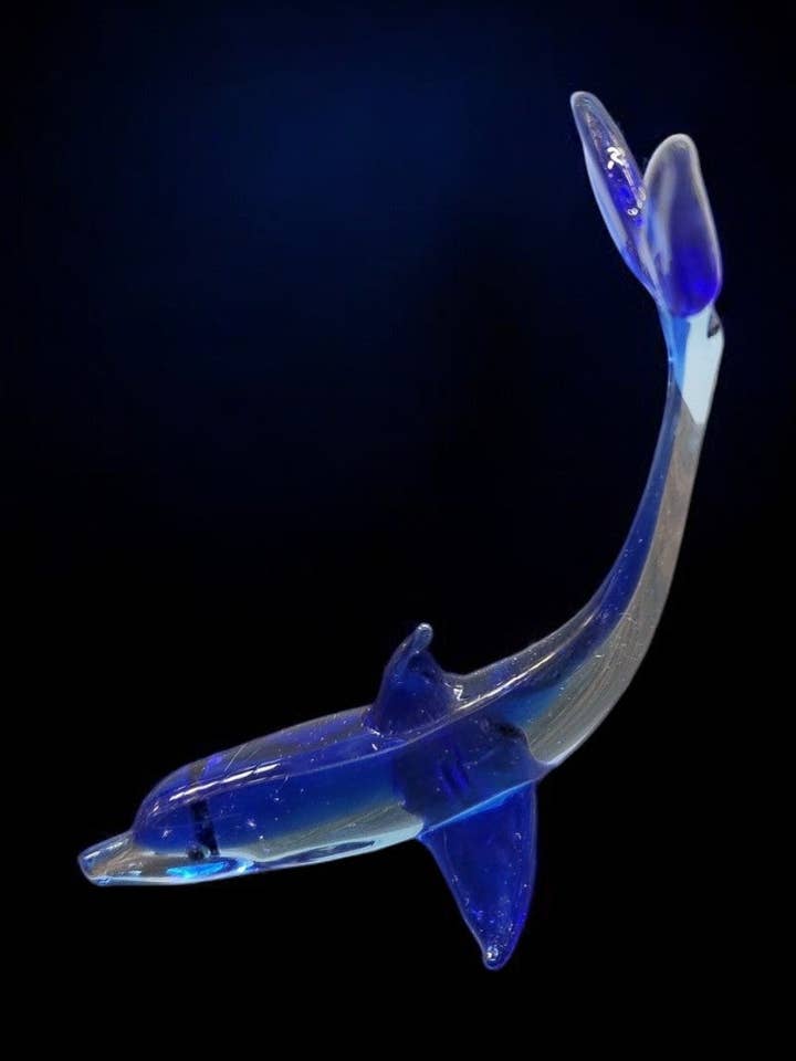 Naturally Colored Glass Figurine - Handcrafted - Dolphin Design for wholesale by Glass by Iness