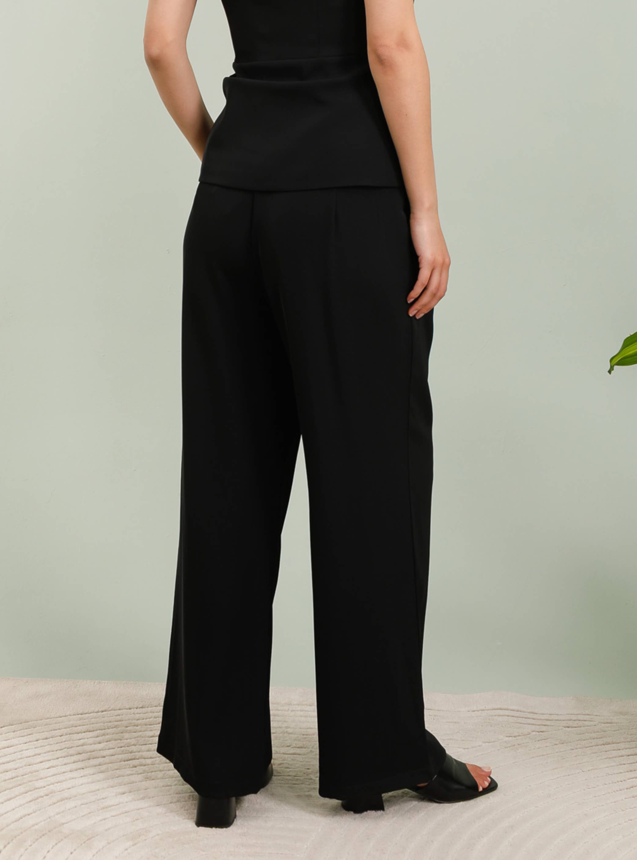 Frime - Venta al por mayor Pantalones - Mujer - Pantalones de pierna ancha de talle alto con pinzas - 26124