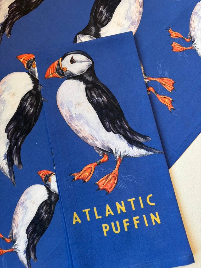 Claire Loon Baldwin Illustration - Wholesale Tea Towel - Atlantic Puffin Tea Towel 1