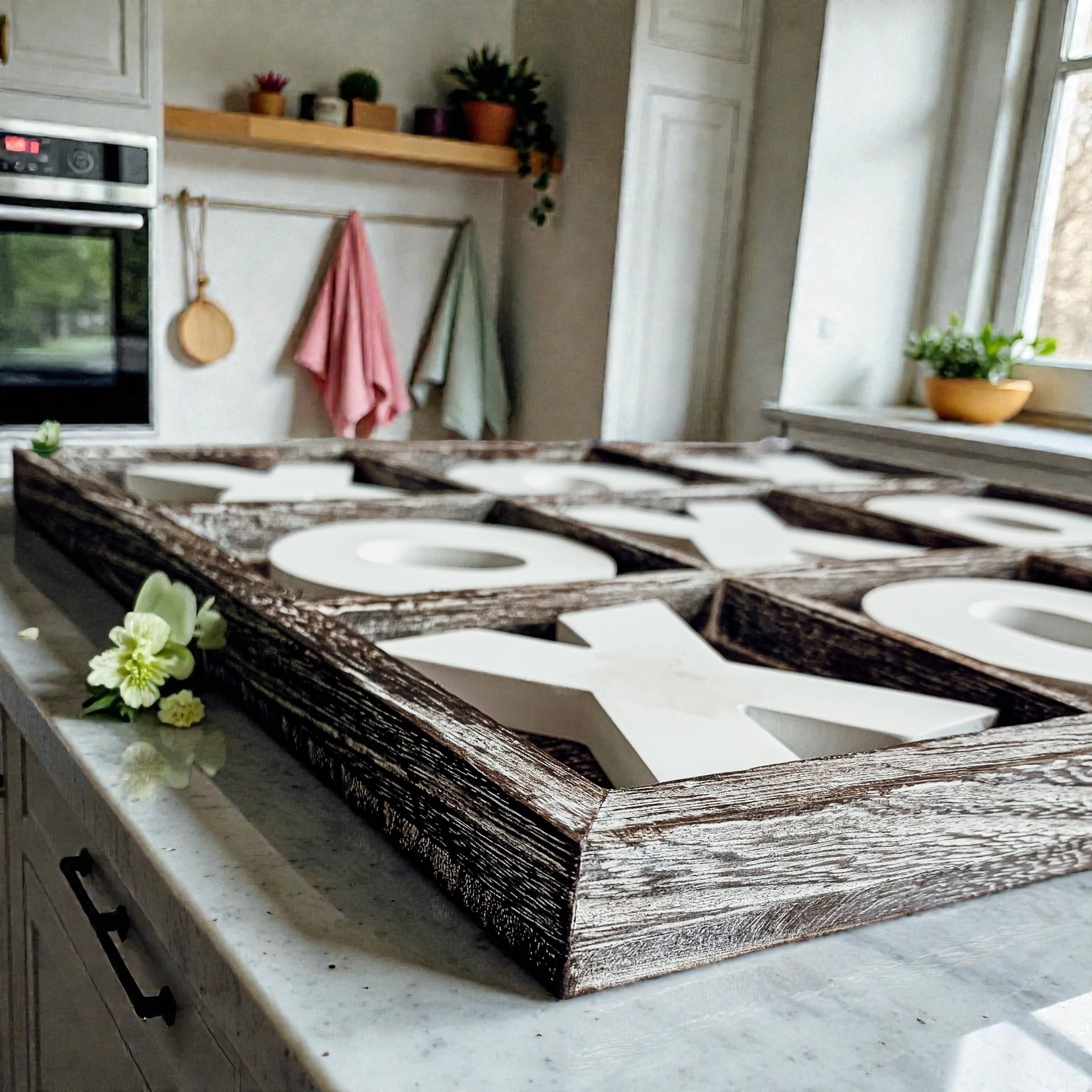 Gia Roma - Wholesale Decorative Tabletop Object - Wooden Tabletop Game + Decor, Tic Tac Toe Wood Game, Rustic12