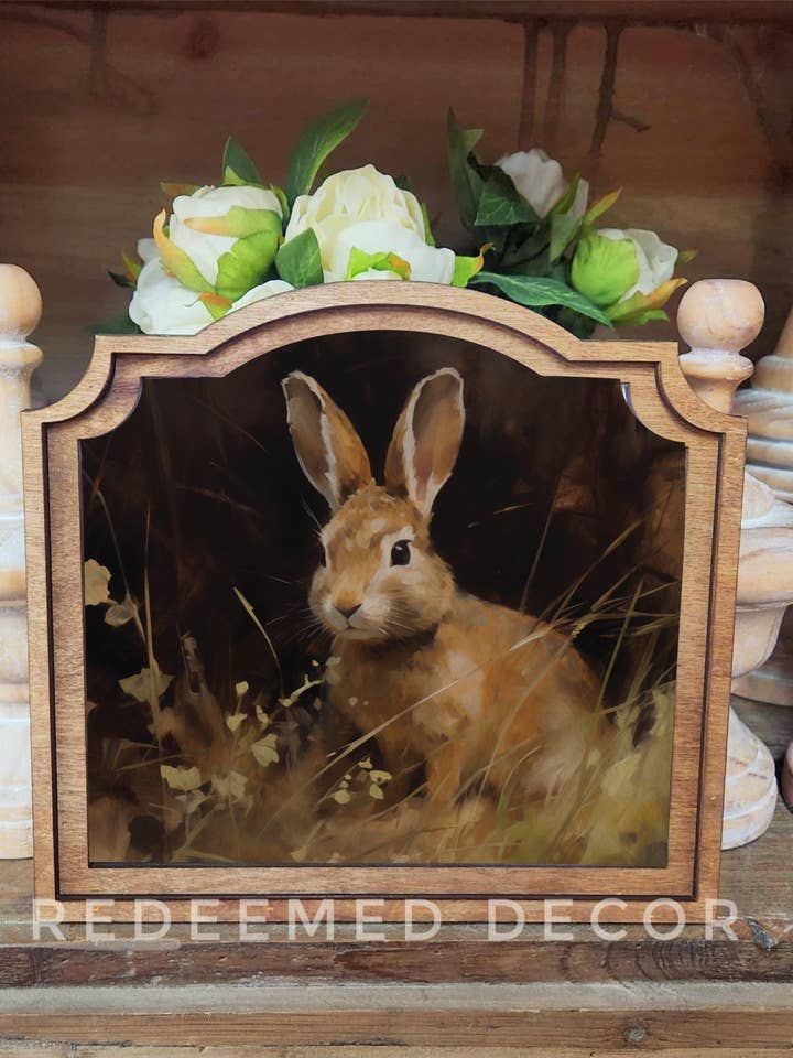 Provincial Bunny Framed Art for wholesale by Redeemed Decor