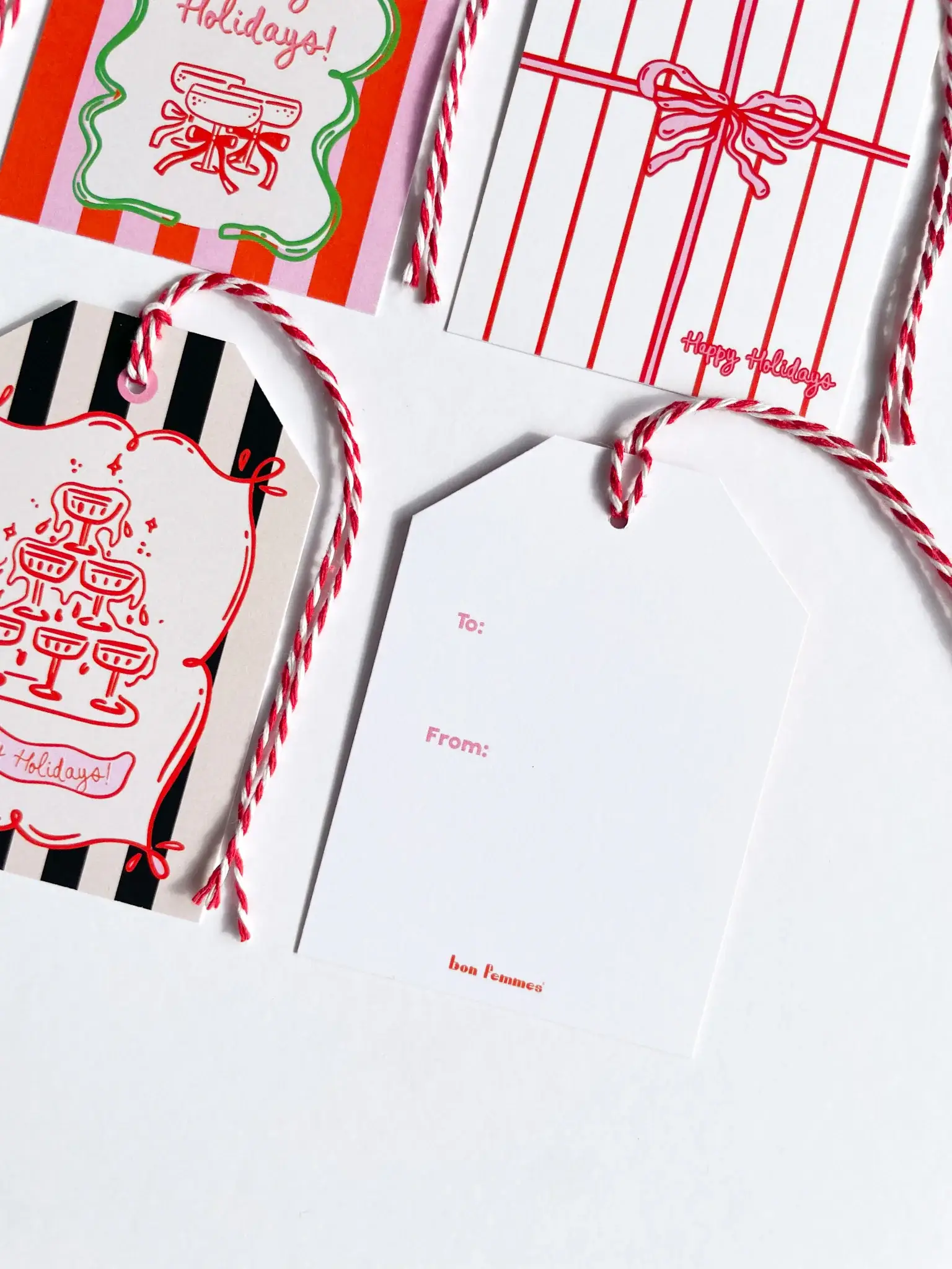 Bon Femmes – wholesale Gift tag – Happy Holidays Gift Tag Set of 62