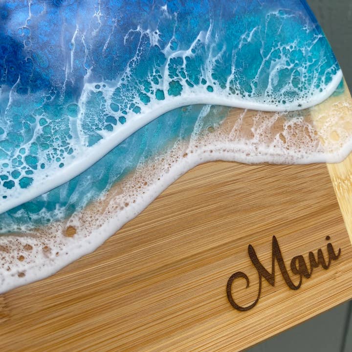 TBM Creations LLC - Wholesale Cheese Board - NEW | MAUI Ocean Charcuterie board Maui made| Serving board5