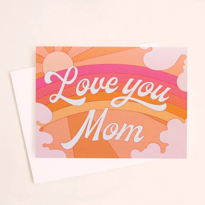 Love You Mom Card | Peach Rainbow for wholesale by Sunshine Studios