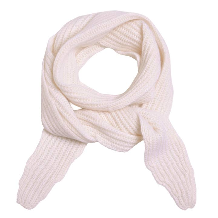 Cashmere scarf Ella-cs with ribbed knit pattern in vanilla for wholesale by cute stuff GmbH