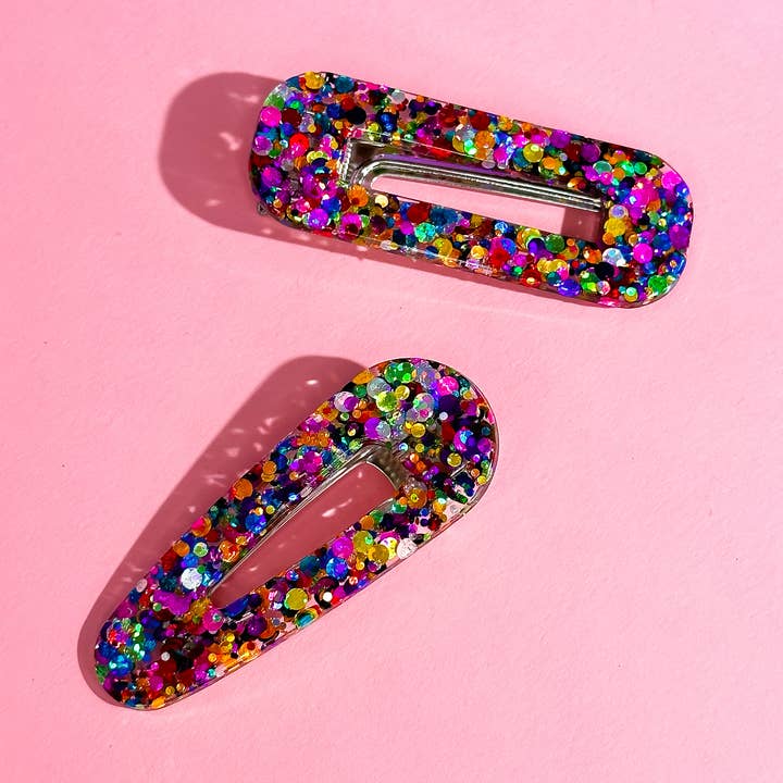 Clip de cabelo em resina glitter Barrettes por atacado de Night Moves Atelier