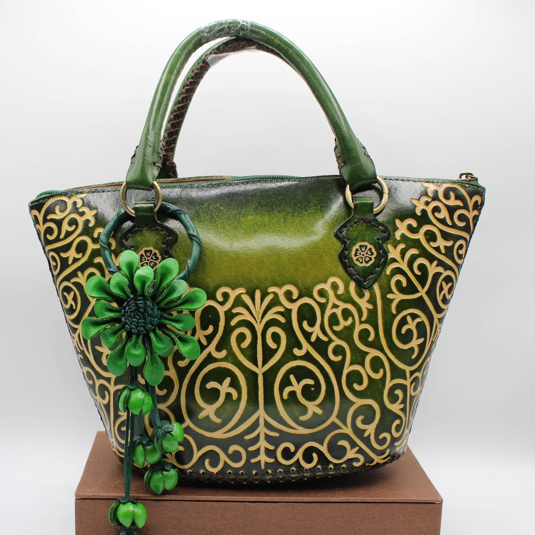 Sunflower Handmade leather inc – Porta-chaves - Mulher por atacado – Porta-chaves de flor de couro chaveiro bolsa charm.9