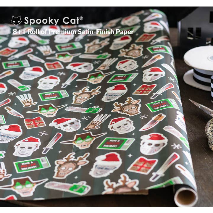 Spooky Cat Press - Wholesale Wrapping Paper Roll - Killer Christmas Gift Wrap (8ft Roll)