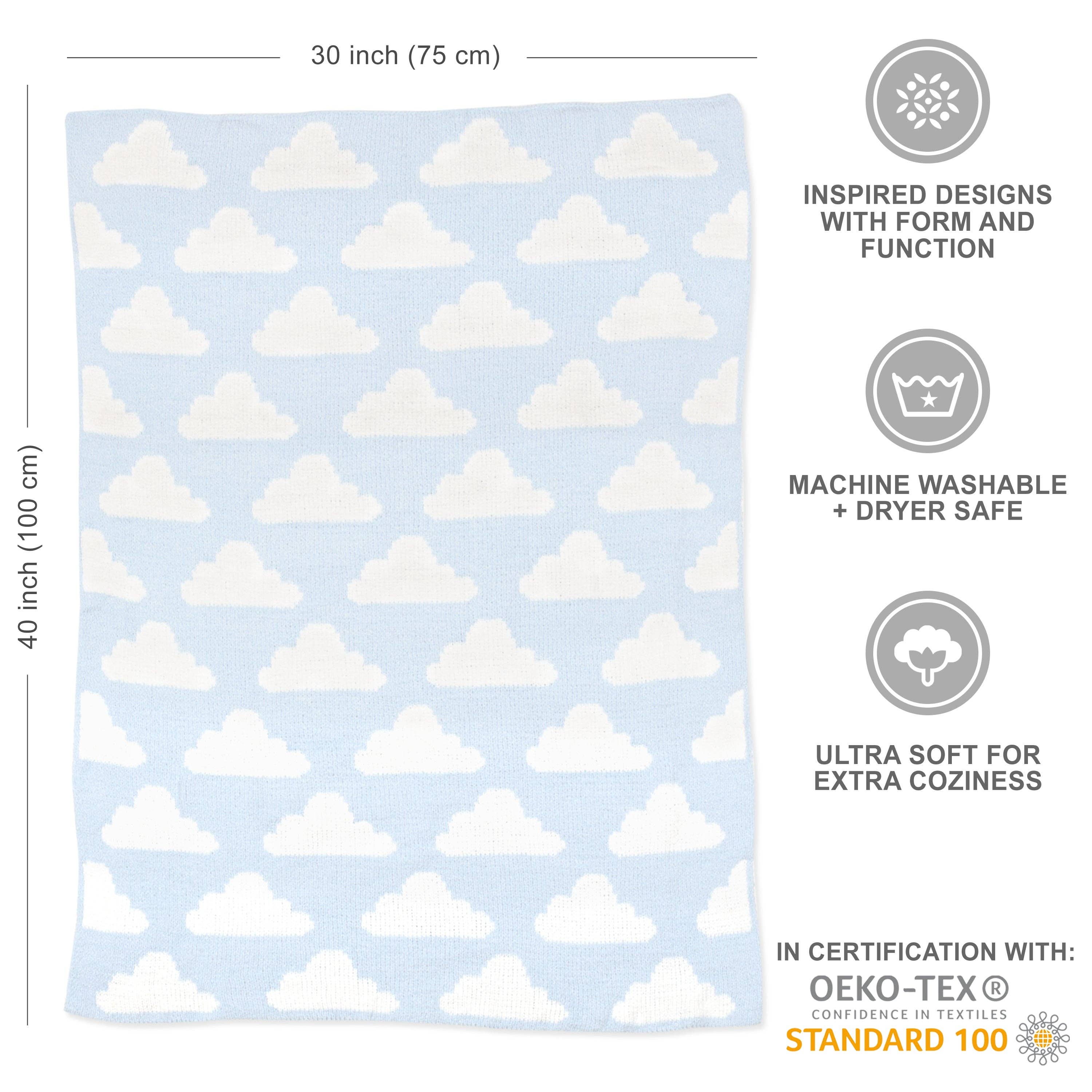 Living Textiles - Wholesale Bedding Blanket - Kids & Baby - Chenille Baby Blanket - Blue Clouds6