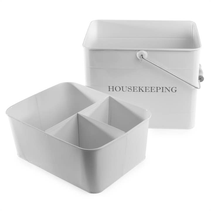 Maison & White – wholesale Soap caddy – Vintage Housekeeping Cleaning Caddy White | M&W