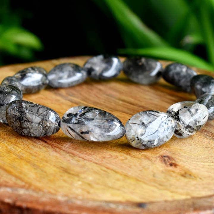 Soothing Crystals – wholesale Beaded bracelet – Nugget Bracelet | Black Rutile | Crystal Nuggets Jewelry
