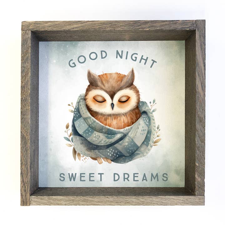 Good Night Owl in Blanket - Cute Animal Nursery Canvas Art and other Purchase Wholesale fern nurseries. Free Returns & Net 60 Terms on Faire trending on Faire.