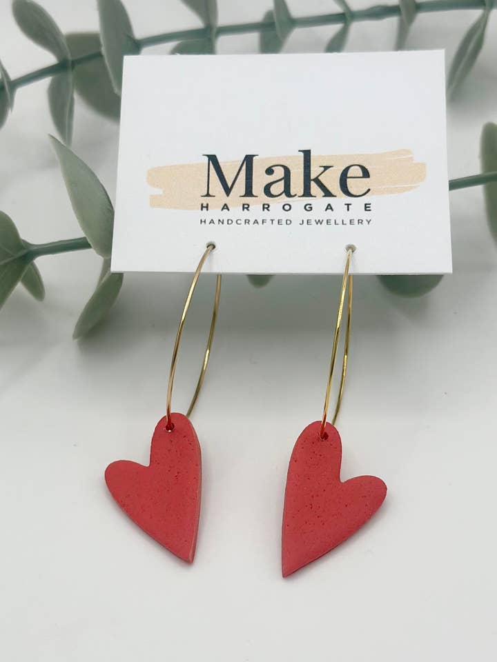 The Core Collection - Coral - The Asymmetric Heart Hoops for wholesale by Make Harrogate