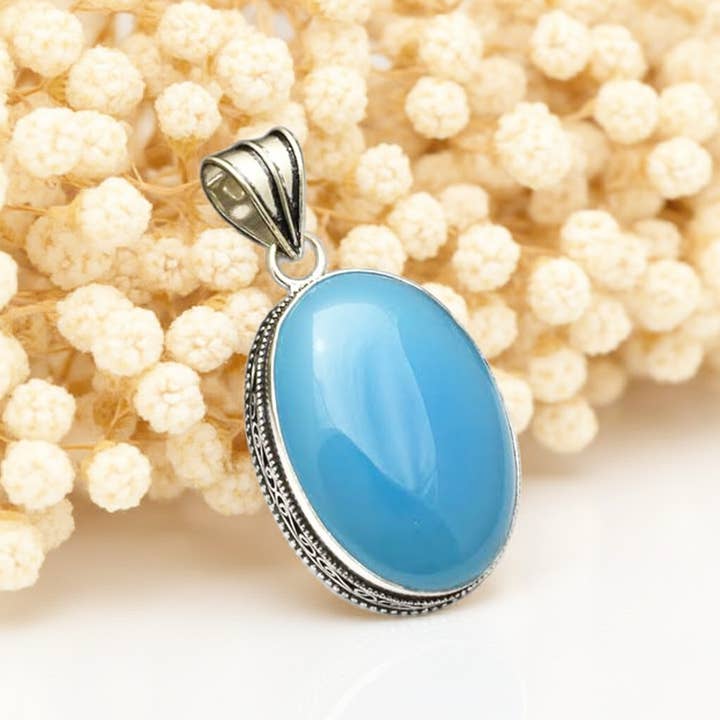 Produtos Namasté - Wholesale Individual Charm/Pendant - Blue Chalcedony Stone Pendant