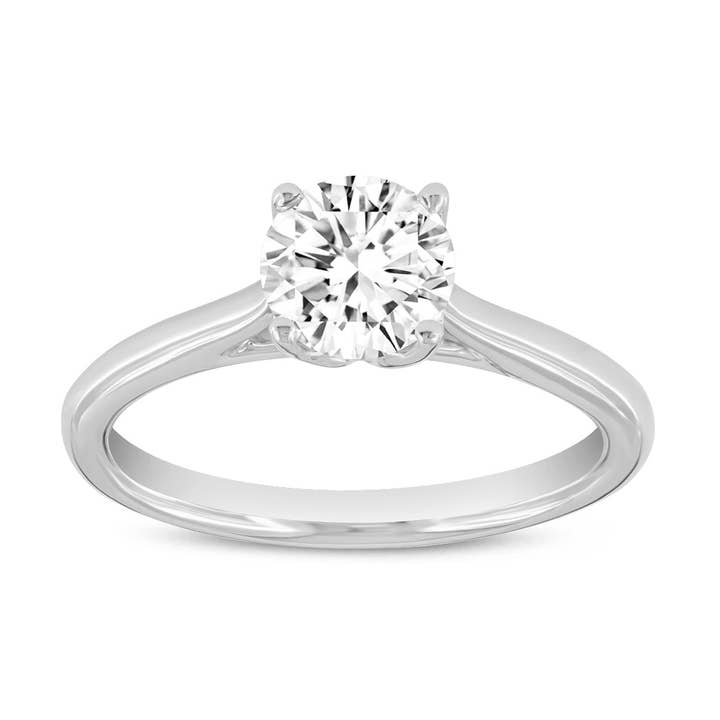 IGI-zertifizierter runder kultivierter Diamant (1,01 ct) Solitärring in 14K Weißgold. für den Großhandel von LuvMyJewelry (LMJ)