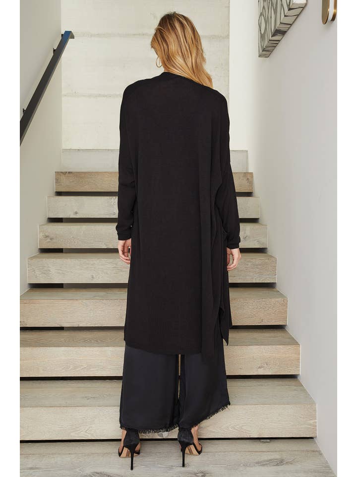 MILIO MILANO - Wholesale Cardigan - Women's - MODAL KNIT CARDIGAN WITH POCKETS (12137-BLACK)2