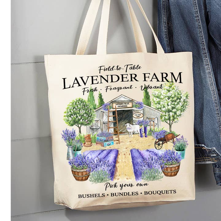 Bolso de lona de la granja Spring Lavender para venta al por mayor de Avery Lane Gifts
