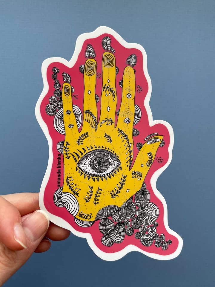 Witchy Mystical Eye Palmistry Sticker/Magnet for wholesale by A.J.B- art goodies