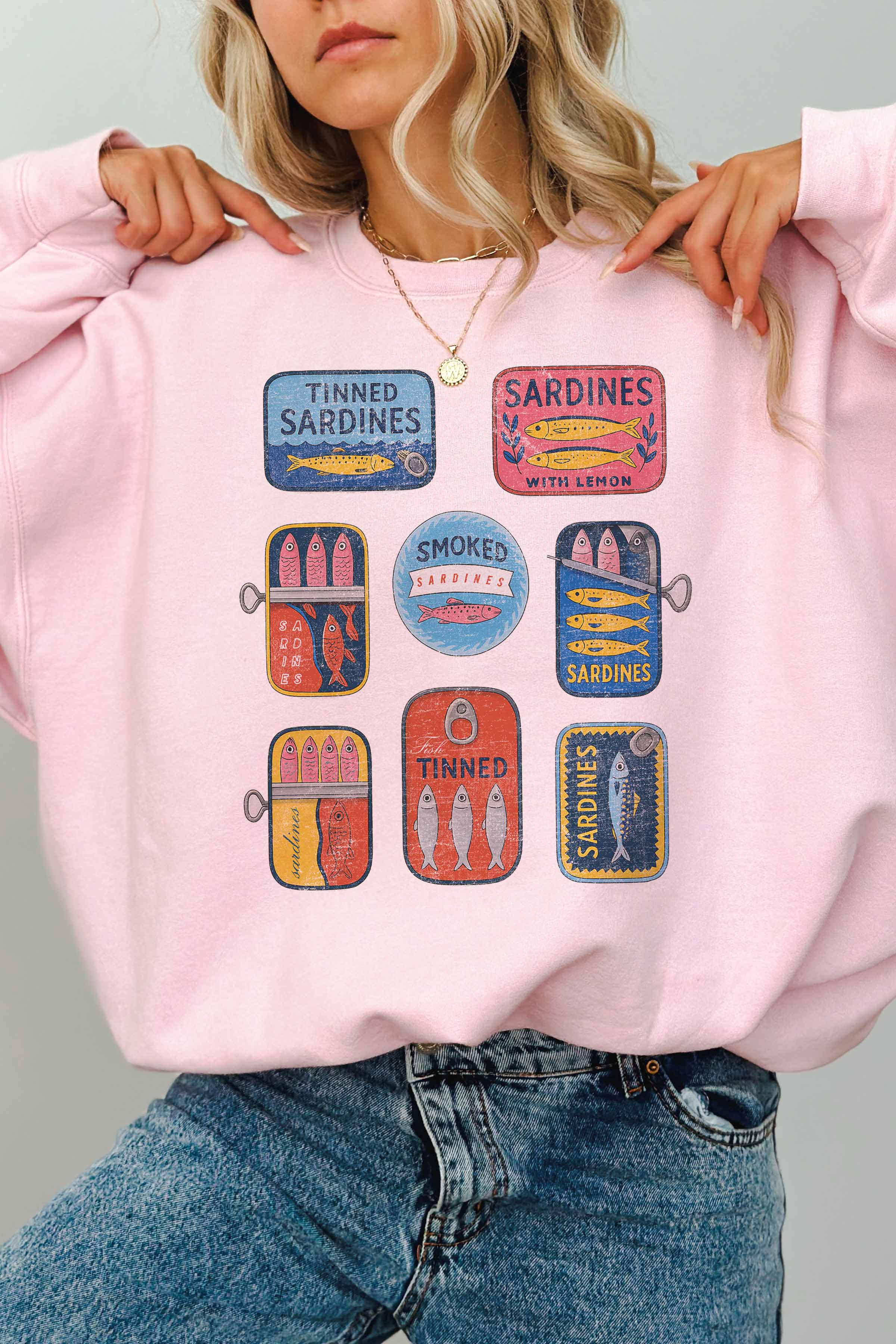 GOOD DAY STREET - Venta al por mayor Sudadera estampada - Mujer - [G2052X-OSS] SUDADERAS EXTRAGRANDES COLLAGE DE SARDINAS1