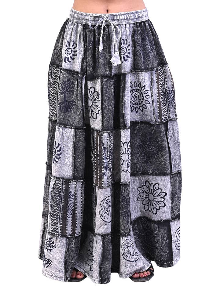 Boho Patchwork Sacred Ember Long Maxi Skirt for wholesale by The Collection Royal / Royal Handicrafts