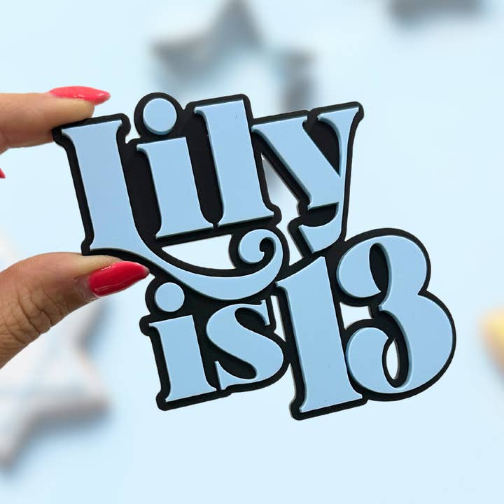 Name and Age Double Layered Cake Charm for wholesale by Harwill and Fox