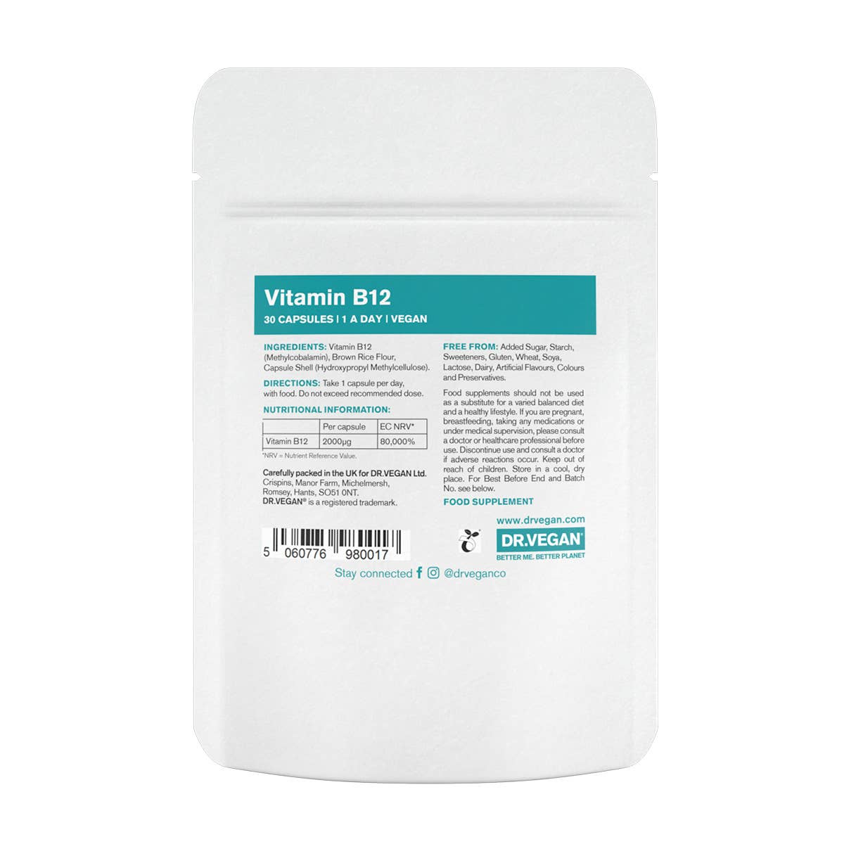 DR.VEGAN – wholesale Oral supplement/vitamin – Vitamin B12 | 30 Capsules | Highly Absorbable | Vegan1