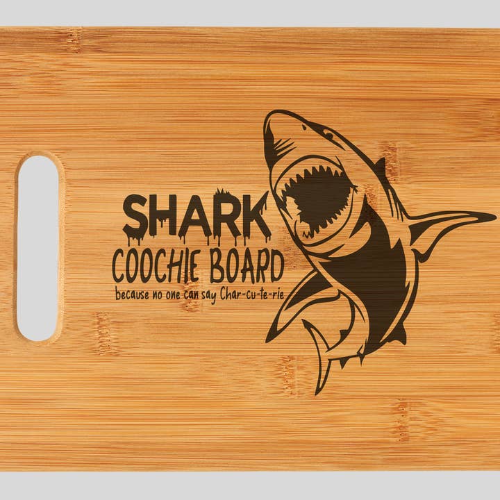 Shark Coochie Charcuterie Board for wholesale by Mankin Laserworks
