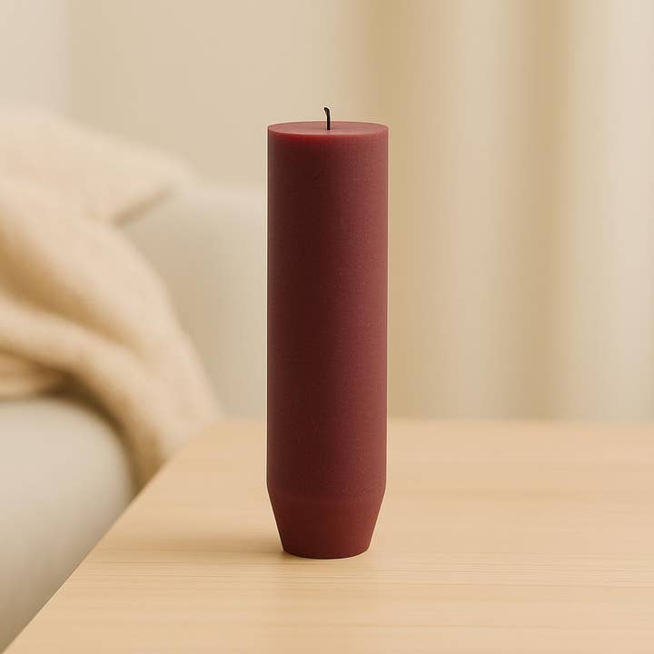 NHP International - Wholesale Pillar Candle - Burgundy Sempre rustic dinner candles 3,2x15cm2