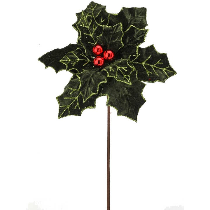 Royal Velvet Poinsettia 22″ Stem – Green/Red for wholesale by CMC Wholesale