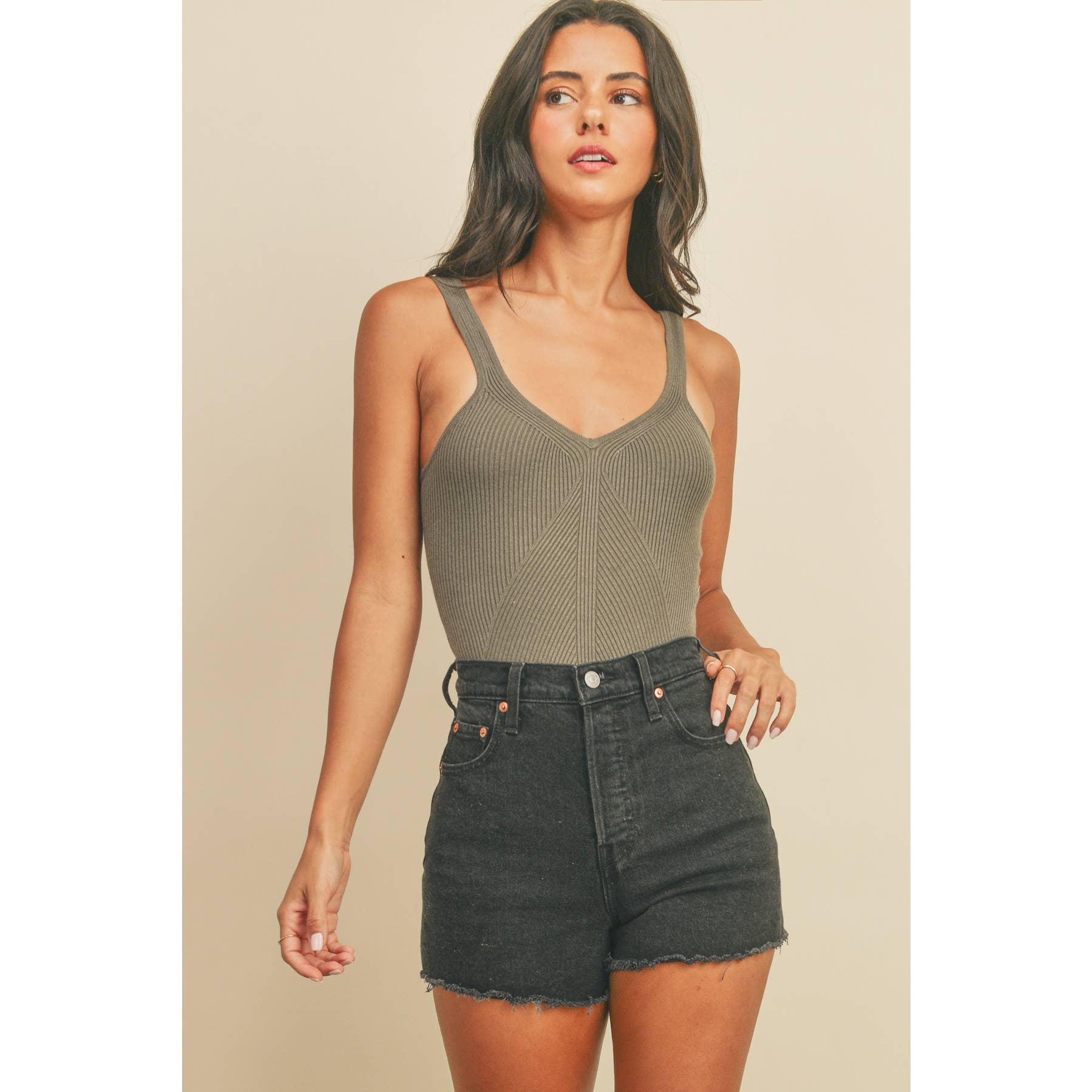 Dress Forum - Wholesale Bodysuit - Women's - Chevron Sleeveless Knitted Bodysuit (1)9