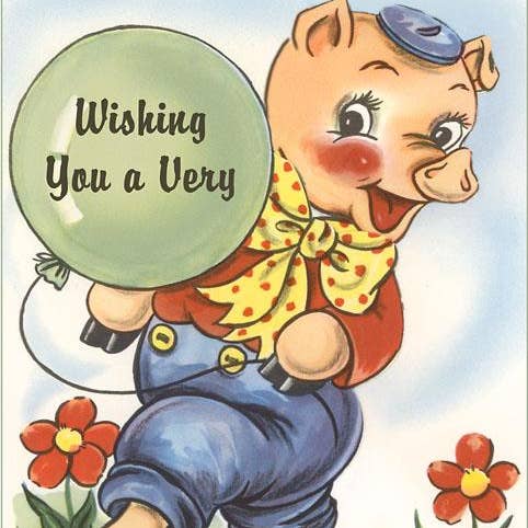 Impressão de Arte HB-274 Feliz Aniversário, Porco Dançante por atacado de Found Image Press