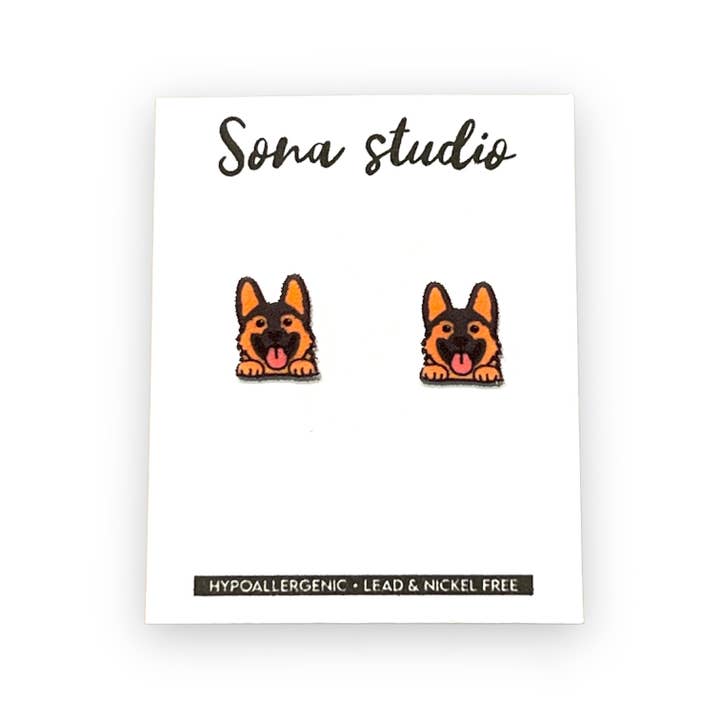 German Shepherd Earrings for wholesale by Sona Studio