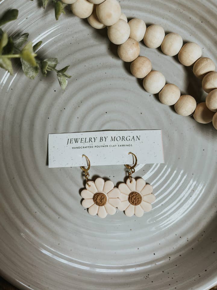 Light Peach Flower Huggies for wholesale by Jewelry by Morgan