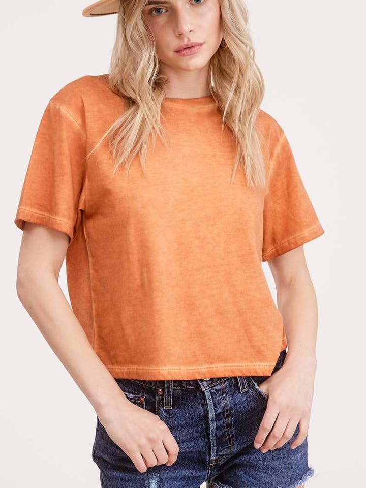 LUNAR WASHED S/S FAUX CROP TEE for wholesale by Foryeri