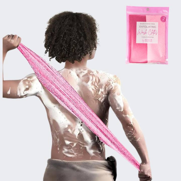 Rucci Professional - Wholesale Wash Cloth - SP112 Long Exfoliating Wash Cloth Set – 2 Pack Back Scrubber5