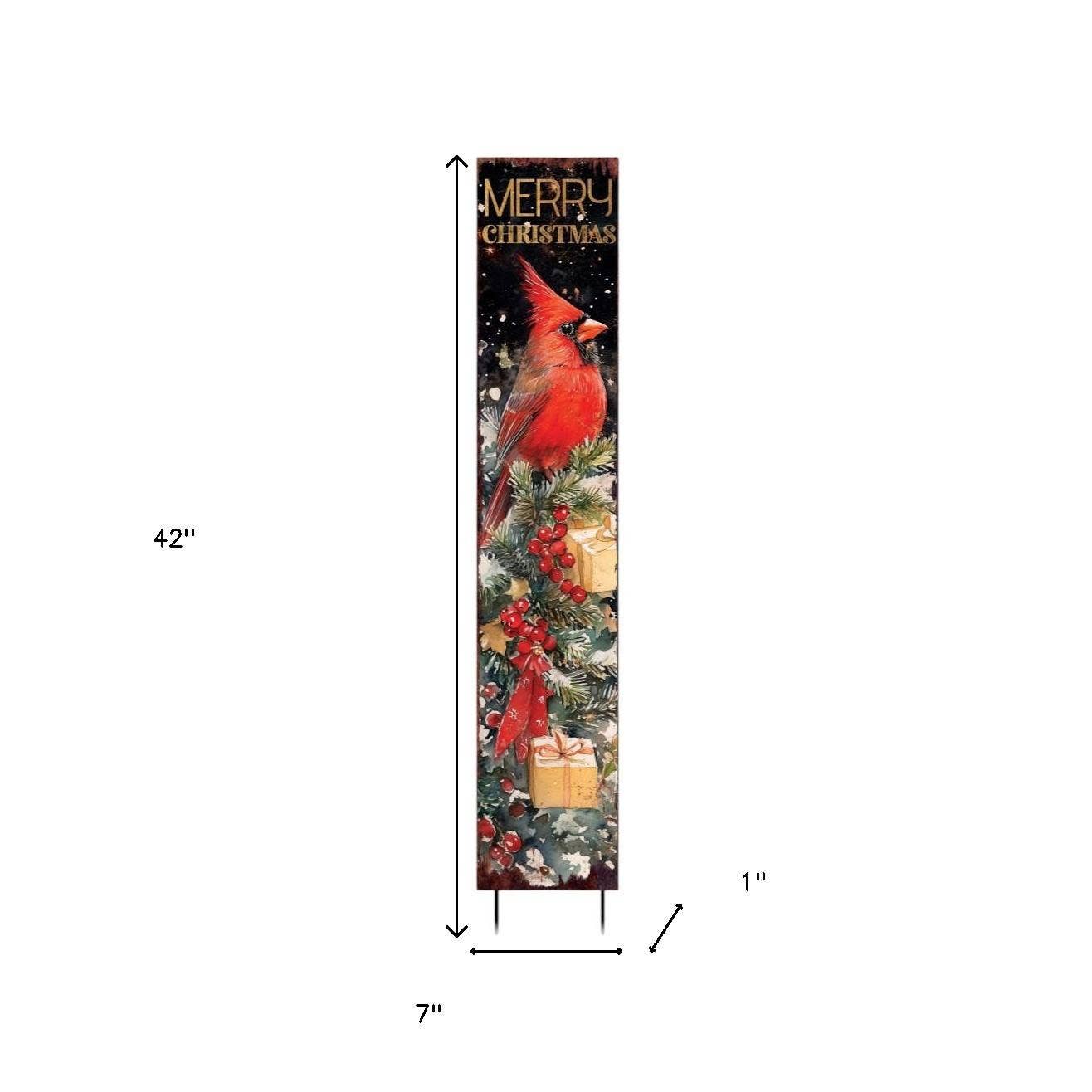 HomeRoots - Wholesale Garden Tool - 42" Black And Red Solid Wood Merry Christmas Cardinal Garden Stake2