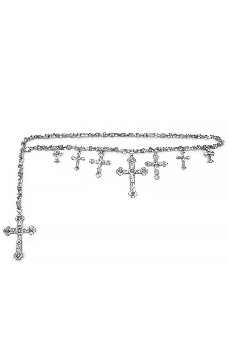 anbfashion - Wholesale Belt - Women's - Gothic Inspired Cross Chain Belt Dangling Charms Rhinestone2