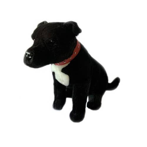FurTastic Friends by Bocchetta Plush Toys - Venta al por mayor Peluche - Niños y bebés - DJ - Staffordshire Bull Terrier negro, tamaño 33 cm/13 pulgadas