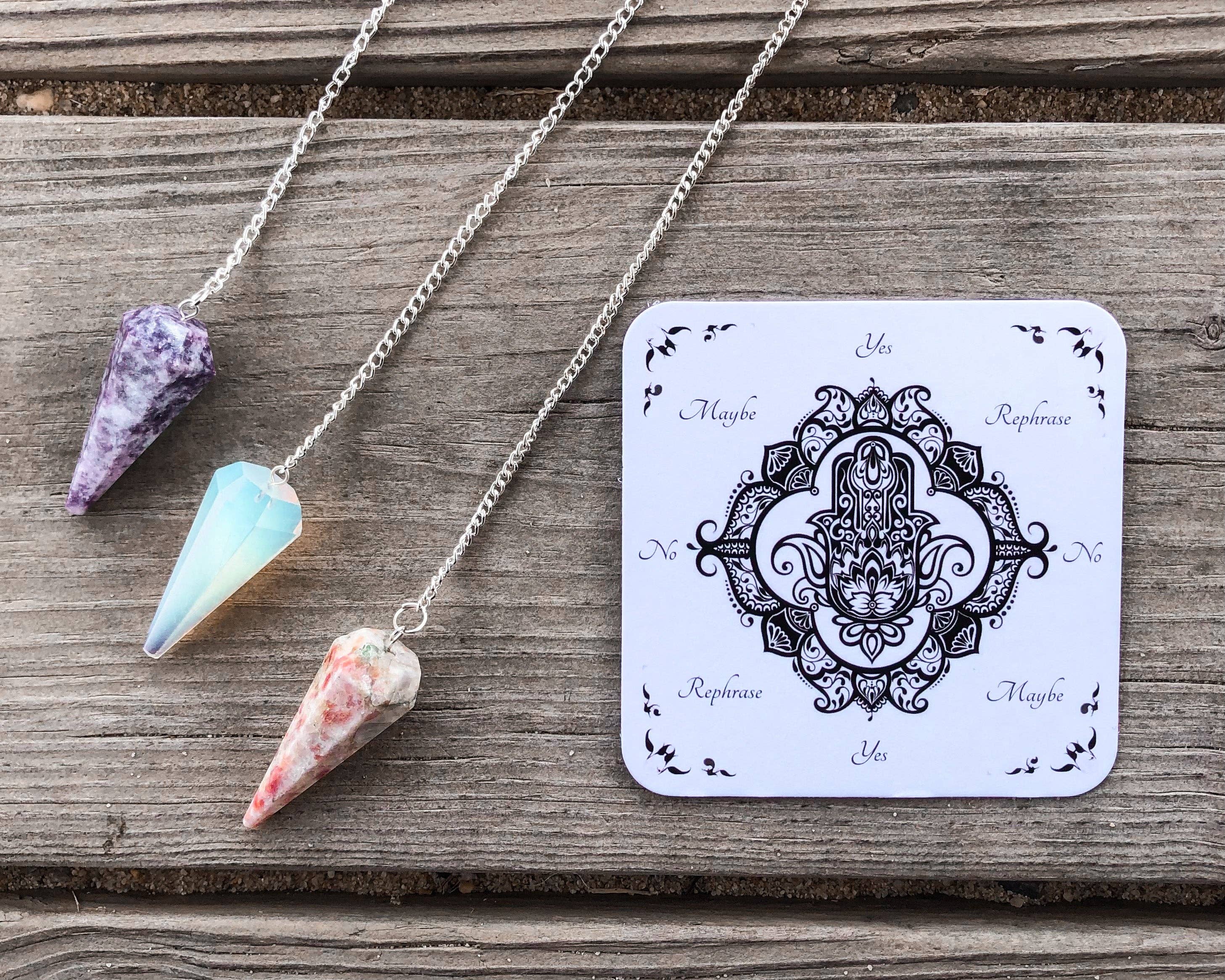 Mindful Intentions® - Wholesale Meditation Supplies - Lepidolite Pendulum with Pendulum Board & Instructions3