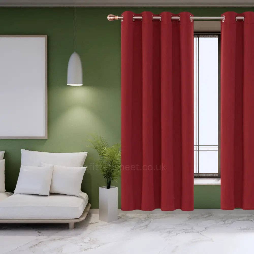 The Fitted Sheets – wholesale Curtain – Red Blackout Thermal Curtains – Eyelet Top, 2 Panels1