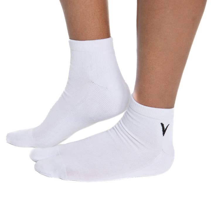 White Split Toe Ankle Thicker Athletic/Casual Socks Large for wholesale by V-Toe Socks, Inc