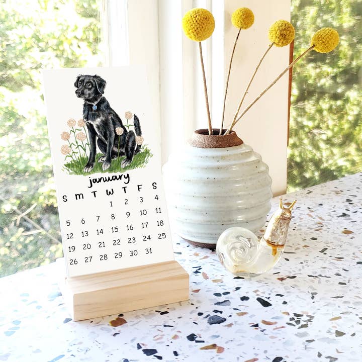 Sketchy Notions - Wholesale Calendar - 2026 Dogs + Flowers Desk Calendar1